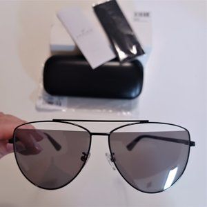 McQ Alexander McQueen Unisex Black & Gray Core Aviator Sunglasses, New w Case